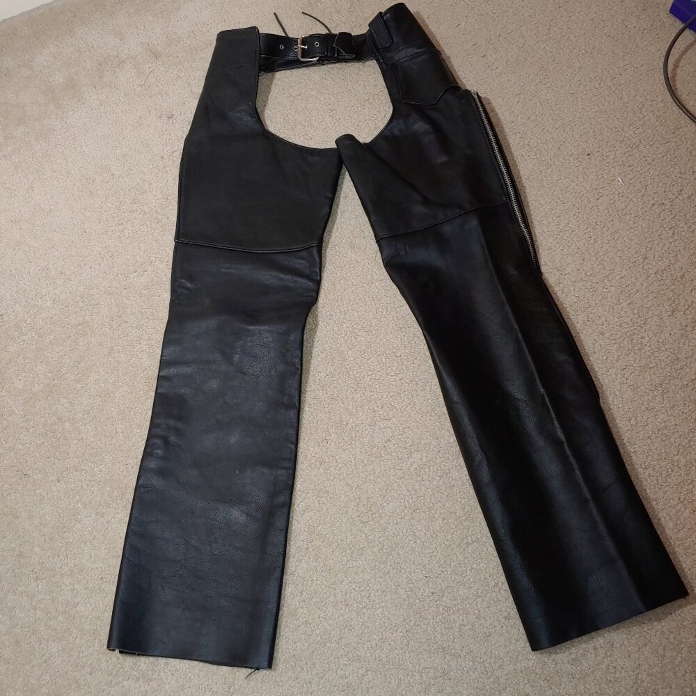 Open Road For Wilsons Leather Chaps Size S Made in USA Black